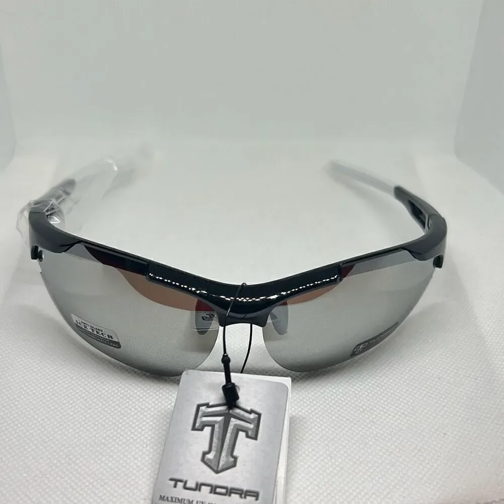 Tundra Mens Semi Rimless Mirrored Wrap Sunglasses